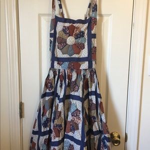 Vintage, quilted, overall dress.